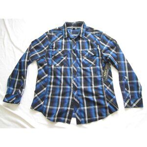 New Men Helix Plaid Cotton Blend Athletic Fit Long Sleeve Shirt Sz XL (MT468)